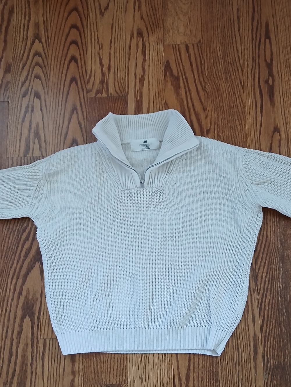 H&M Boys Cream Half-Zip Knit Pullover. 100%cotton.